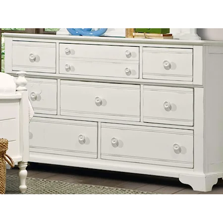 Dresser with 8 Drawers in Creamy White Finish